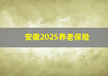 安徽2025养老保险