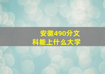 安徽490分文科能上什么大学