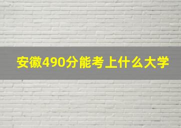 安徽490分能考上什么大学