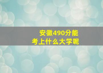 安徽490分能考上什么大学呢