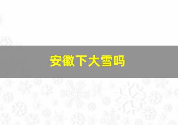 安徽下大雪吗