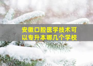 安徽口腔医学技术可以专升本哪几个学校