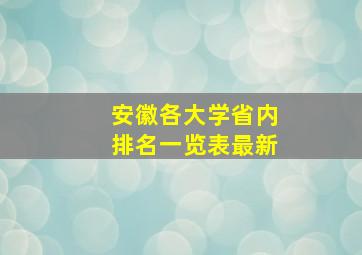 安徽各大学省内排名一览表最新