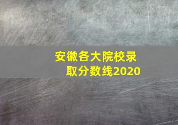 安徽各大院校录取分数线2020