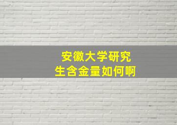 安徽大学研究生含金量如何啊