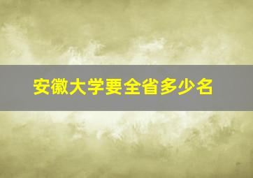 安徽大学要全省多少名