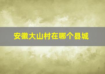 安徽大山村在哪个县城