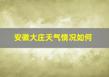 安徽大庄天气情况如何