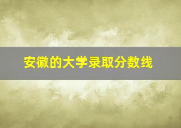 安徽的大学录取分数线