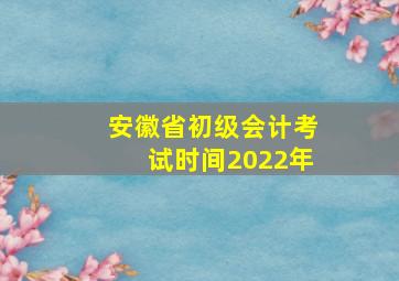 安徽省初级会计考试时间2022年