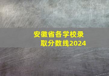 安徽省各学校录取分数线2024