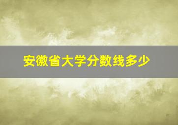 安徽省大学分数线多少