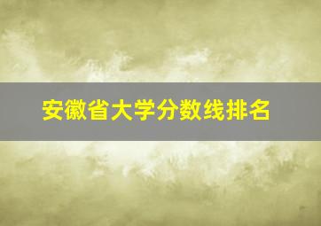 安徽省大学分数线排名