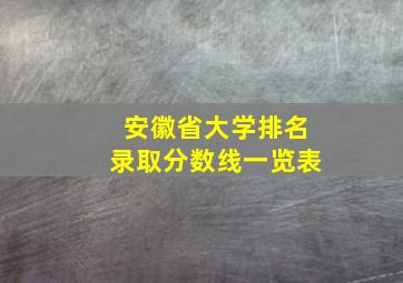 安徽省大学排名录取分数线一览表