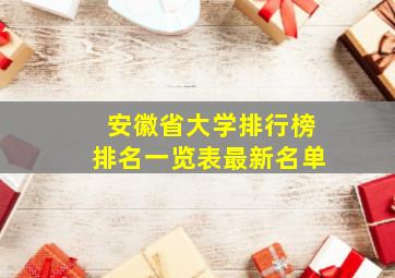 安徽省大学排行榜排名一览表最新名单