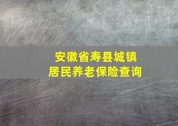 安徽省寿县城镇居民养老保险查询