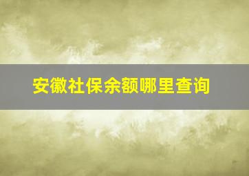 安徽社保余额哪里查询