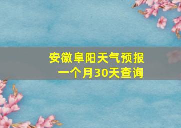 安徽阜阳天气预报一个月30天查询