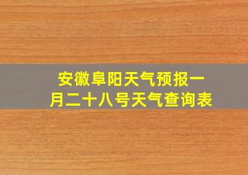 安徽阜阳天气预报一月二十八号天气查询表