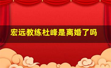 宏远教练杜峰是离婚了吗