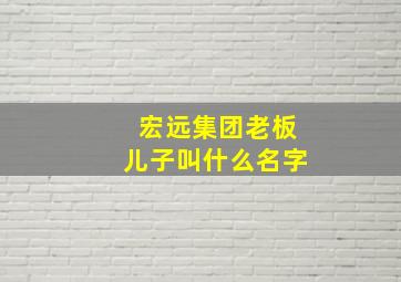 宏远集团老板儿子叫什么名字