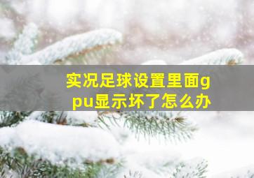 实况足球设置里面gpu显示坏了怎么办