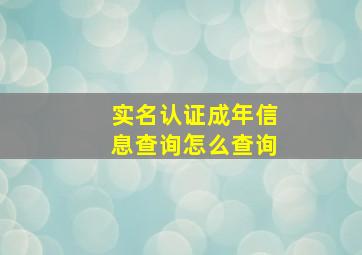 实名认证成年信息查询怎么查询