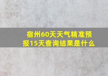 宿州60天天气精准预报15天查询结果是什么