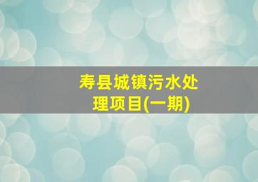 寿县城镇污水处理项目(一期)