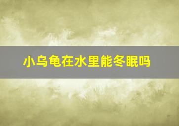 小乌龟在水里能冬眠吗