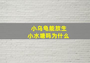 小乌龟能放生小水塘吗为什么