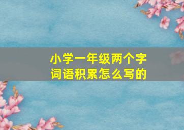 小学一年级两个字词语积累怎么写的