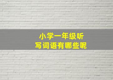 小学一年级听写词语有哪些呢