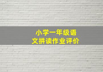 小学一年级语文拼读作业评价