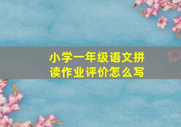 小学一年级语文拼读作业评价怎么写