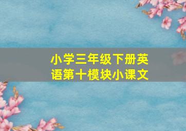 小学三年级下册英语第十模块小课文