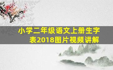 小学二年级语文上册生字表2018图片视频讲解