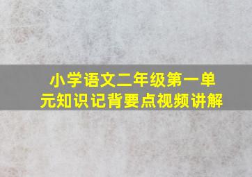 小学语文二年级第一单元知识记背要点视频讲解