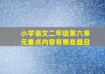 小学语文二年级第六单元重点内容有哪些题目