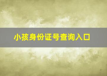 小孩身份证号查询入口