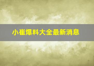 小崔爆料大全最新消息