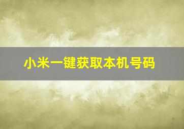 小米一键获取本机号码