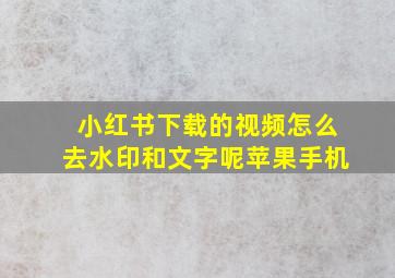 小红书下载的视频怎么去水印和文字呢苹果手机