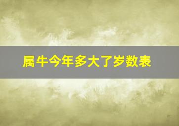 属牛今年多大了岁数表