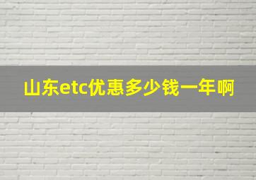 山东etc优惠多少钱一年啊