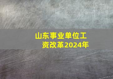 山东事业单位工资改革2024年