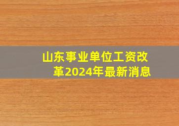 山东事业单位工资改革2024年最新消息