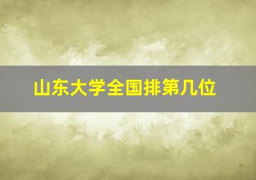 山东大学全国排第几位