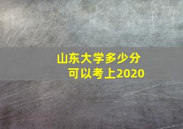 山东大学多少分可以考上2020