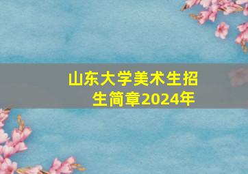 山东大学美术生招生简章2024年